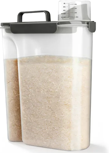 Vista 15 de Viretec Recipiente de almacenamiento de arroz, dispensador hermético de alimentos secos de 15 a 20 libras, recipiente de comida para mascotas