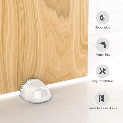 Vista 4 de HAUSPROFI Topes de puerta, tope de puerta de suelo autoadhesivo para protección de pared, amortiguador de puerta para muebles de pared, espejo