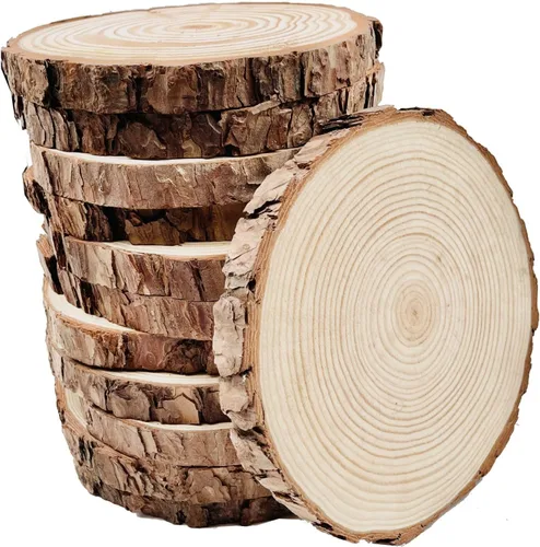Vista 5 de William Craft - Juego de 12 rebanadas de madera natural sin terminar de 3.5 a 4 pulgadas, para manualidades, adornos de Navidad, manualidades