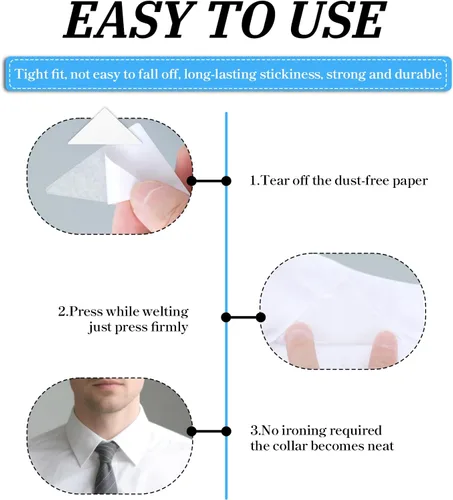 Vista 4 de 120 piezas de inserciones de cuello de camisa de vestir, soportes de cuello de plástico para camisas de polo, insertos autoadhesivos para camisas