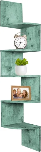 Vista 7 de Estante de esquina Greenco, estantes flotantes de 5 niveles para pared - solución de almacenamiento para decoración de habitaciones para oficinas