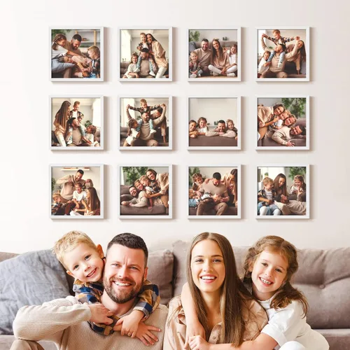 Vista 29 de Renditions Gallery Impresiones fotográficas personalizadas de 8 x 8 con marcos de fotos de madera real. Crea collage de fotos personalizado con Azul