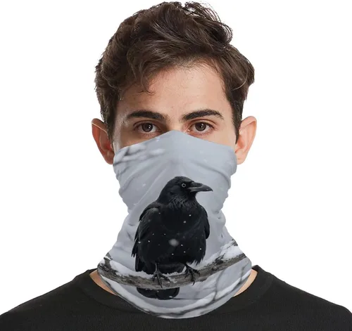 Vista 4 de Neck Gaiter Upf 50 Sun Protection Black Crow Face Mask Cover Moisture Wicking & Quick Dry Neckerchief Seamless Headwear Ski Gaiter Breathable Sports