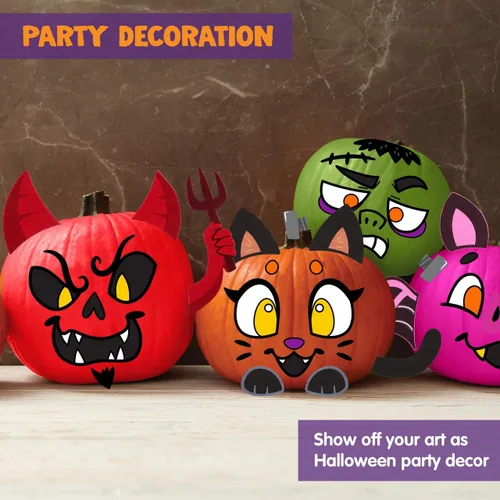 Vista 4 de Klever Kits Kit de decoración de calabaza para manualidades de Halloween, suministros de fiesta de actividades artísticas, recuerdos de fiesta
