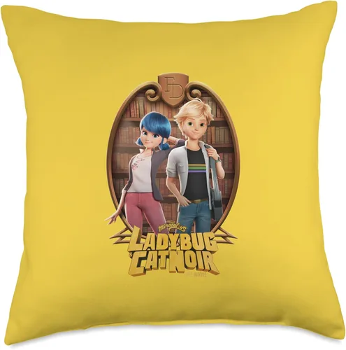 Vista 5 de Miraculous Ladybug and Cat Noir The Movie Marinette Adrien - Almohada de 16 x 16 pulgadas, multicolor