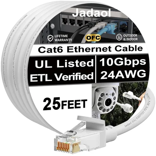 Vista 79 de Cable Ethernet Cat 6 de 1 pie (paquete de 6), para exteriores e interiores, compatible con red Cat7 de 10 Gbps, cable de conexión LAN plano