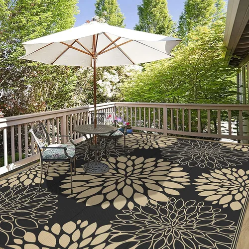 Vista 8 de Ileading Alfombra impermeable para exteriores de 8 x 10 pies, reversible, de paja de plástico, portátil, para interiores y exteriores