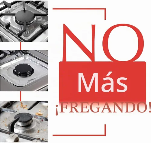 Vista 5 de Spare Papel de aluminio cuadrado, desechable, cubiertas protectoras para horno, quemadores, estufa, fácil de limpiar, color plateado