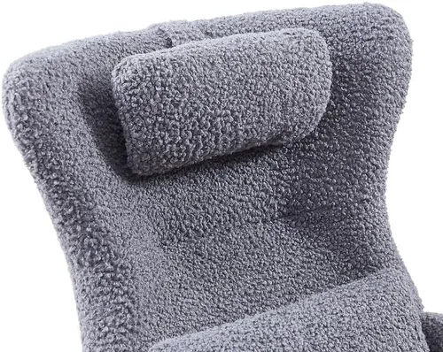 Vista 6 de Mecedora moderna, silla mecedora tapizada, silla de acento cómoda con asiento acolchado, respaldo alto, sofá de ocio para lectura, dormitorio, sala