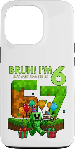Vista 10 de Bruh I'm 6 But One-Day I'll Be 67 Retro 6th Birthday Kids Case for iPhone 17