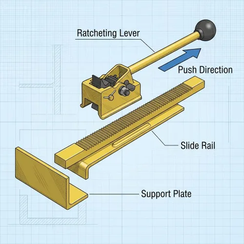 Vista 2 de QWORK Flooring Jack - Herramienta de alineación de trinquete para instalación de madera dura, apriete de bordes y enderezamiento de tablas