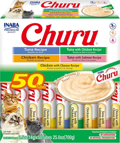 Vista 8 de INABA Churu - Golosinas para gatos, sin granos, puré cremoso para gatos, variedad de pollo