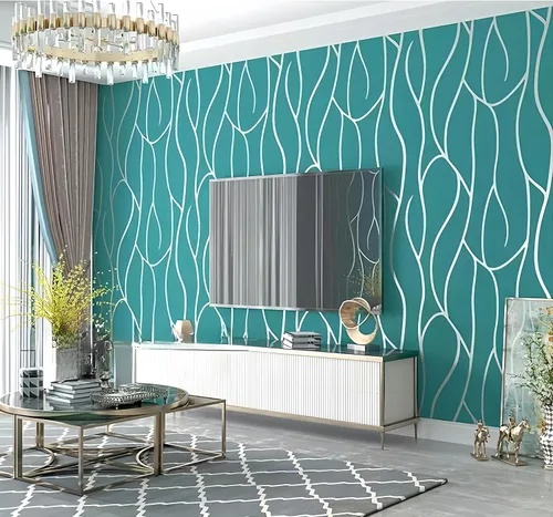 Vista 11 de Papel pintado no tejido con patrón geométrico nórdico de líneas modernas, simple y elegante para sala de estar, fondo para televisión, decoración