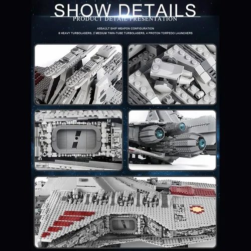 Vista 6 de Mould King Modelo de destructor estelar 21005, juguete de construcción Venator-Class Republic Attack Cruiser, 6685+piezas de regalo