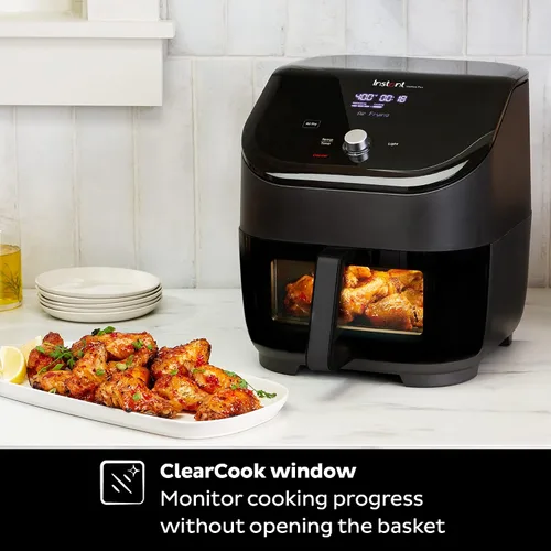 Vista 4 de Instant Pot Vortex Plus de 6 qt ClearCook Freidora de aire con ventanas transparentes, opciones de programas personalizados, funciones 6-en-1 Negro