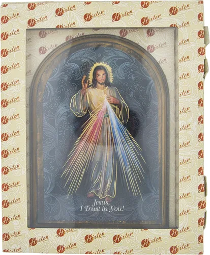 Vista 2 de William J. Hirten Placa de pared devocional con reflejos dorados (Divine Mercy)