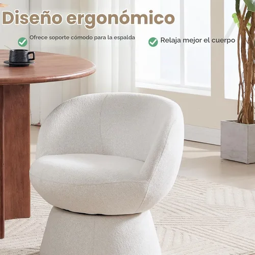 Vista 9 de Silla giratoria blanca para tocador, silla de barril con blanco 02