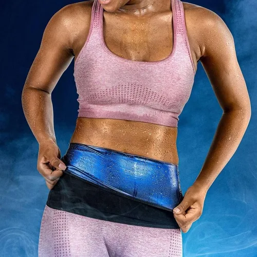 Vista 2 de REMEBSWEAT Faja reductora de cintura para mujer, cinturón de sauna para entrenamiento de cintura, sin neopreno, cinturón adelgazante de sauna