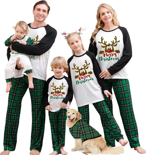 Vista 27 de OAKFashion Conjuntos de Pijamas Familiares de Navidad, Pijamas Familiares a Juego de Navidad Ropa de Dormir Pjs