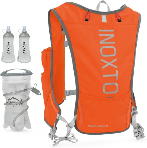 Vista 9 de INOXTO Running Hydration Vest Backpack,Lightweight Insulated Pack with 1.5L Water Bladder Bag Daypack for Hiking Trail Running Cycling Race Marathon