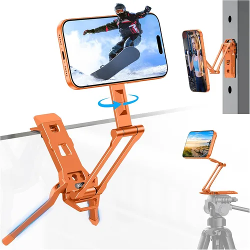 Vista 10 de OMOTON TP06 Pro [Cordón equipado] para gancho MagSafe para trípode con parte trasera magnética y base Arca-Suiza, rotación de 360° con tornillo