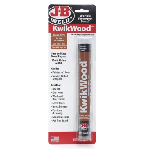 Vista 2 de Masilla Epoxi Putty de J-B Weld KwikWood para reparar madera, 1 oz, Beige, 8257
