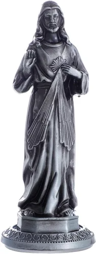 Vista 19 de KOMI Estatua de San Benito Sosteniendo Cruz y Regla Decoraciones para Tablero del Automóvil Bendice Regalo de Seguridad de Conducción