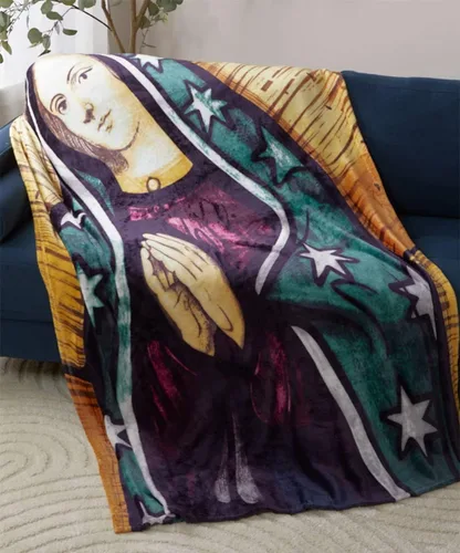 Vista 5 de Manta de gran tamaño con diseño de Virgen María de Guadalupe, 50 x 70 pulgadas, decoración religiosa de microfelpa súper suave