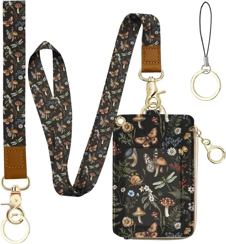 Vista 28 de bolimoss Soporte para credencial de sol y luna y cartera con cordón, cordones removibles para maestras, cartera para mujeres con correa para la Sol