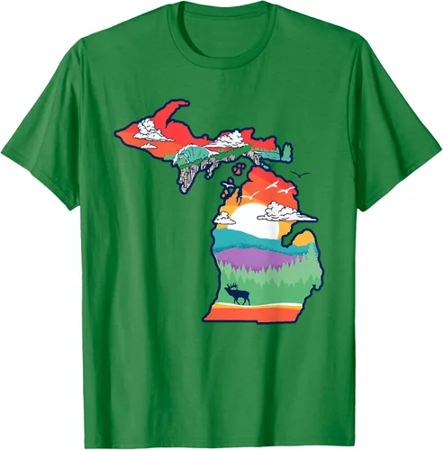 Vista 4 de Michigan Outside - Camiseta con ilustración artística