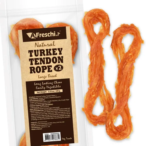 Vista 10 de A Freschi srl® Tendón de pavo totalmente natural para perros, hueso