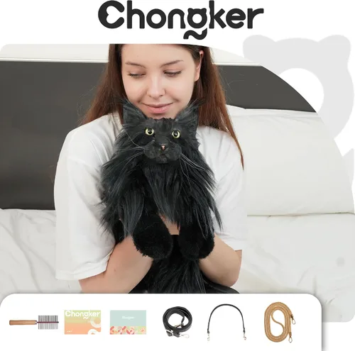 Vista 4 de Chongker Mochila con forma de gato Calico, Negro -, Grande, Gato Mainecoon