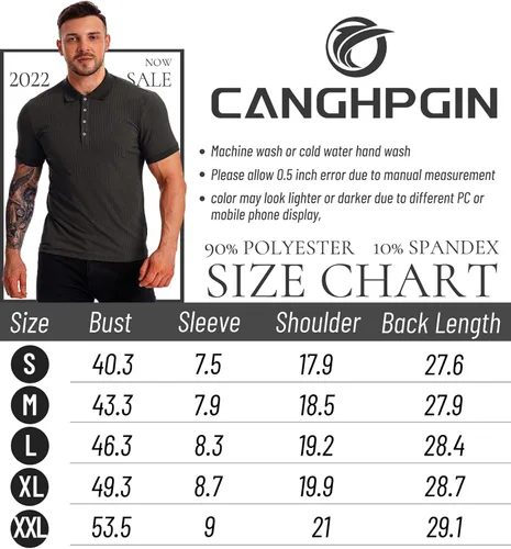 Vista 6 de Muscle - Camisas polo para hombre, ajuste delgado, manga corta, camisas de golf, camisas de ajuste seco, ropa casual y elegante