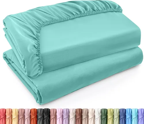 Vista 22 de Utopia Bedding - Paquete a granel de 2 sábanas bajeras ajustadas de microfibra cepillada suave con bolsillos profundos, resistentes al encogimiento