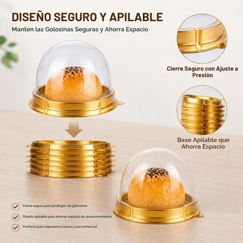 Vista 5 de RHBLME Paquete de 200 mini recipientes para pasteles, cajas pequeñas de plástico transparente para tartas con tapas de cúpula, cajas