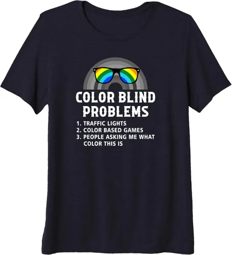 Vista 3 de Color Blind Problems Blindness Test Eye Glasses Rainbow Premium T-Shirt