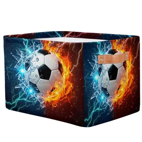 Vista 2 de AUUXVA SEULIFE - Cesta de almacenamiento plegable para fútbol y fútbol en agua de fuego, organizador grande plegable, cubos de almacenamiento, cajas