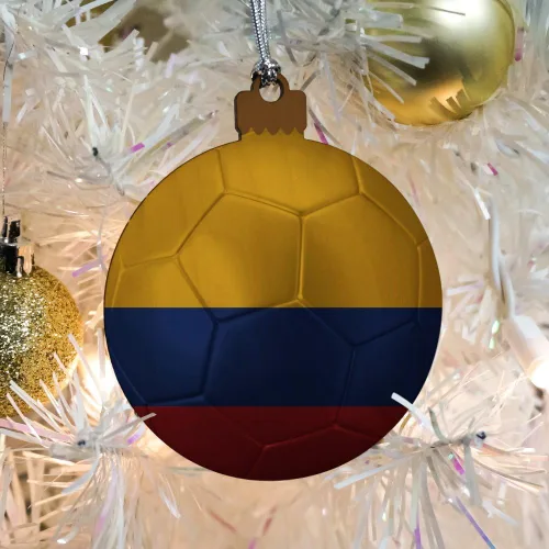 Vista 5 de GRAPHICS & MORE Bandera de Colombia Balón de Fútbol Fútbol Madera Árbol de Navidad Adorno de vacaciones
