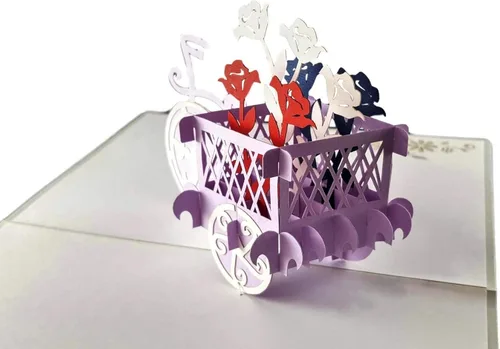Vista 5 de iGifts And Cards Soporte patriótico para plantas de bicicleta, tarjeta de felicitación desplegable 3D, rojo, blanco, azul, flores, Wow, media
