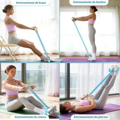 Vista 5 de Pedal Resistance Band with Handle, Durable 6-Tube Exercise Bands