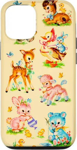 Vista 28 de Vintage Baby Animals Nursery 50's Retro Yellow Case for iPhone 17