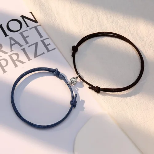 Vista 4 de MHnicesoul Juego de pulseras magnéticas de atracción mutua para parejas, regalos para hombres y mujeres, para novio y novia, voto de amor eterno