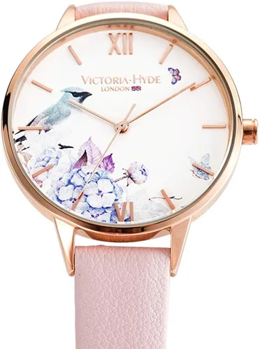 Vista 5 de VICTORIA HYDE Relojes de cuarzo para mujer esfera floral con correa de malla de acero inoxidable correa de cuero auténtico impermeable reloj