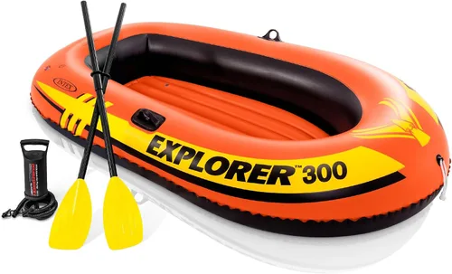 Vista 7 de INTEX Explorer Compact Inflatable Boat Series: Dual Air Chambers – Welded Oar Locks – Grab Handles – Bow Rope – Sporty Design
