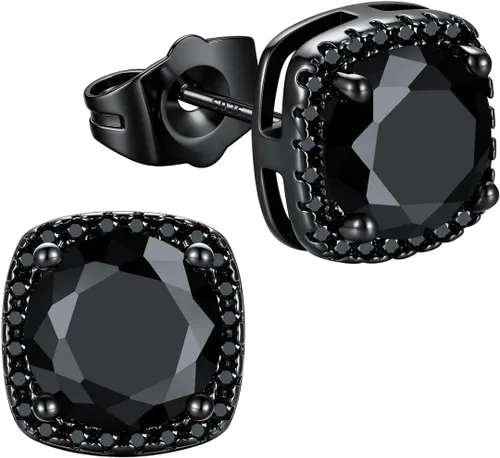 Vista 27 de Richsteel Aretes de circonita cúbica para hombre, postes de plata de ley Dorado Plateado