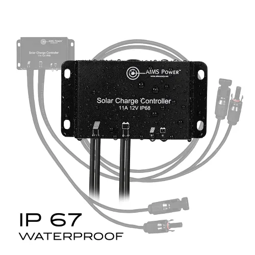 Vista 5 de AIMS POWER Controlador de carga solar impermeable de 11 amperios con cables precableados fáciles de instalar para batería de litio AGM, gel y LiFePO4