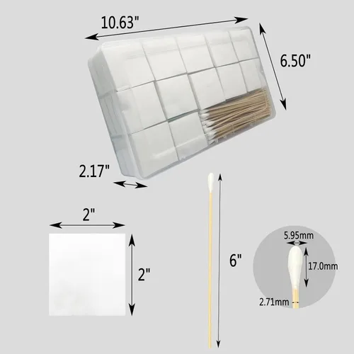 Vista 4 de Parches cuadrados de limpieza de pistolas de 2 x 2 pulgadas y hisopos de limpieza de bambú de 6 pulgadas de largo para kit de mantenimiento