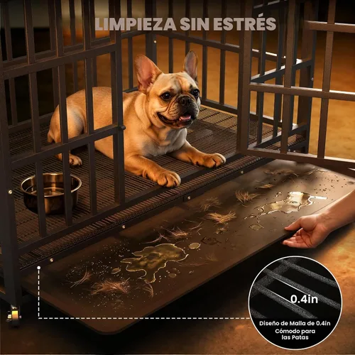 Vista 6 de Hiwokk Jaula para perros resistente de 38 pulgadas, perrera indestructible