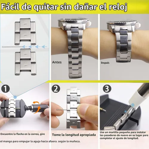 Vista 4 de GLDCAPA Kit de extracción de eslabones de reloj, herramienta de tamaño de correa de reloj para ajuste de correa de reloj, reemplazo de pasadores