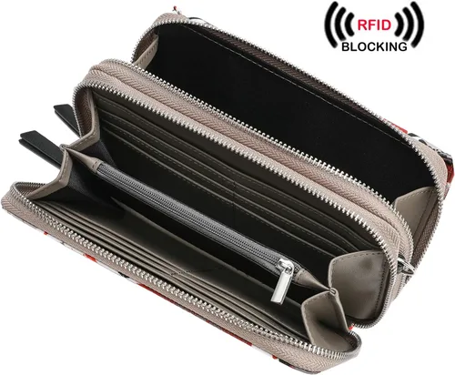 Vista 2 de Lanyani Cartera cruzada RFID con bolsillo para teléfono para mujer, cuero vegano